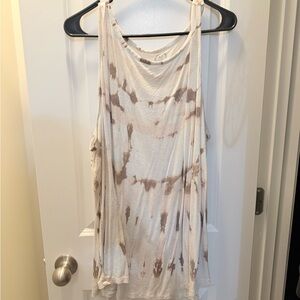 Maurices Cream and Brown Tie-Dye Tank Top